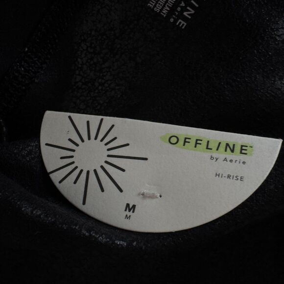 New Aerie The Hugger Crossover Faux Leather High Rise Leggings Women's Medium - Picture 3 of 9